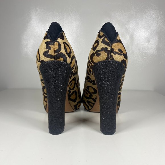 Sam Edelman Women Shoes Frances Leopard High Heels Sparkle Leather Brown Sz 7 - Picture 3 of 14